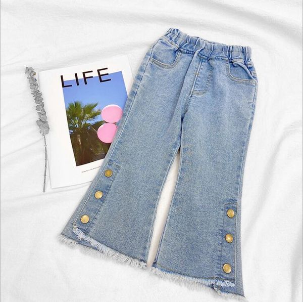 jeans 2021 wholesale girls denim flare pants fashion autumn jean 3-8t b617, Blue