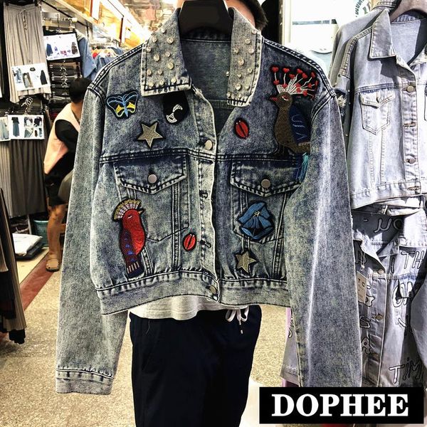 women's jackets streetwear jeans coat 2021 autumn heavy diamond embroidered denim cropped jacket korean-style women slim coats, Black;brown
women's jackets streetwear jeans coat 2021 autumn heavy diamond embroidered denim cropped jacket korean-style women slim coats, Black;brown