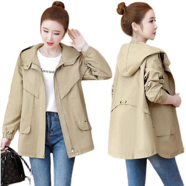 women's trench coats 2021 thin spring autumn coat mid-length casual khaki black hooded female tooling outerwear w756, Tan;black
women's trench coats 2021 thin spring autumn coat mid-length casual khaki black hooded female tooling outerwear w756, Tan;black