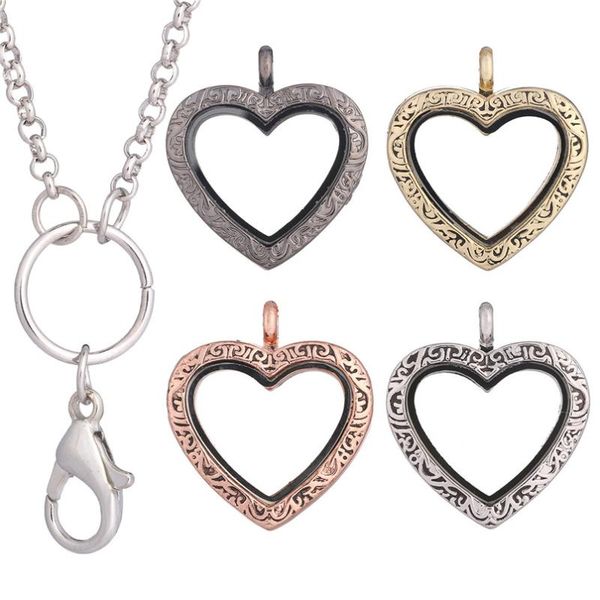 pendant necklaces retro heart pattern floating glass finding women open jewelry accessories, Silver
pendant necklaces retro heart pattern floating glass finding women open jewelry accessories, Silver