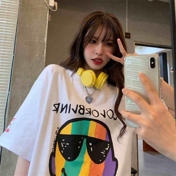 women's t-shirt summer kawaii colorful face graffiti aesthetic short sleeve oversized t shirtemo korean style fairy grunge e girl, White
women's t-shirt summer kawaii colorful face graffiti aesthetic short sleeve oversized t shirtemo korean style fairy grunge e girl, White