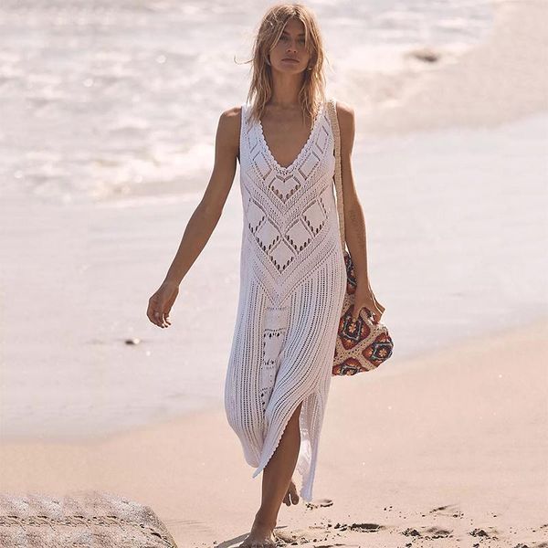 women's swimwear 2021 sleeveless bikini cover-ups white crochet tunic knitted summer beach dress women wear swim suit cover up q1299, White;black
women's swimwear 2021 sleeveless bikini cover-ups white crochet tunic knitted summer beach dress women wear swim suit cover up q1299, White;black