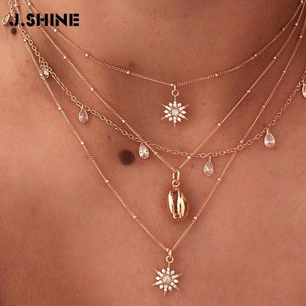 jshine bohemian layered clavicle chain necklace water drop crystal shell pendant shiny sun summer choker women statement jewelry necklaces, Silver
jshine bohemian layered clavicle chain necklace water drop crystal shell pendant shiny sun summer choker women statement jewelry necklaces, Silver