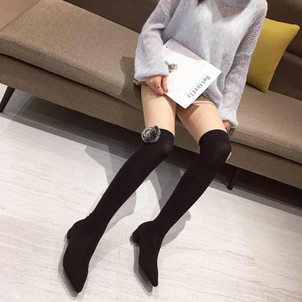 boots niufuni 2021 lady over the knee sock fashion flower knitting thigh pointed toe chunky heel elasitc shoes, Black
boots niufuni 2021 lady over the knee sock fashion flower knitting thigh pointed toe chunky heel elasitc shoes, Black