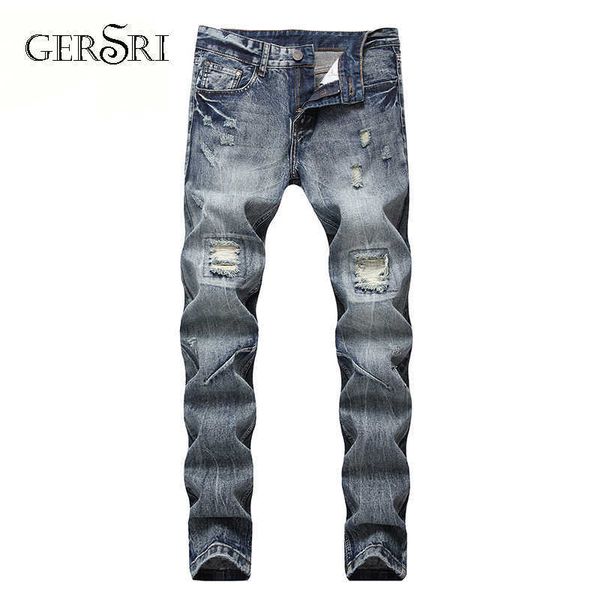 gersri fashion men jeans vintage design slim fit cotton ripped jeans for men denim pants brand classical jeans big size x0621, Blue
gersri fashion men jeans vintage design slim fit cotton ripped jeans for men denim pants brand classical jeans big size x0621, Blue