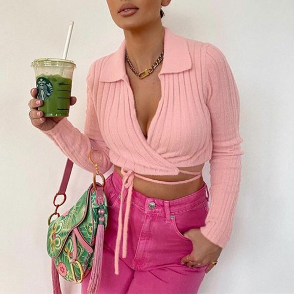 women's knits & tees fall pink v-neck knit caidigan crop women long sleeve fashion vintage 2021 autumn winter casual sweater ladies, White 
women's knits & tees fall pink v-neck knit caidigan crop women long sleeve fashion vintage 2021 autumn winter casual sweater ladies, White