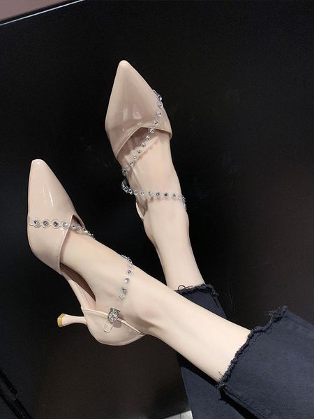 dress shoes the fashion tip diamond high heels, Black
