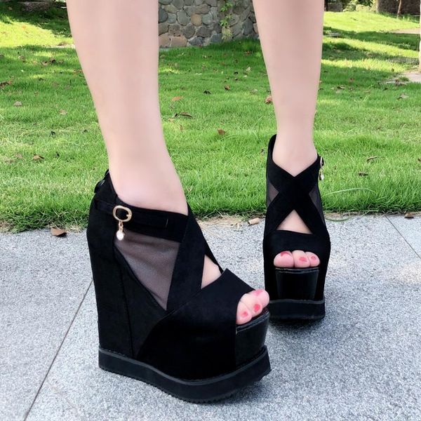 sandals 15cm thick bottom wedge with women's 2021 summer high rome increased fish mouth, Black
sandals 15cm thick bottom wedge with women's 2021 summer high rome increased fish mouth, Black