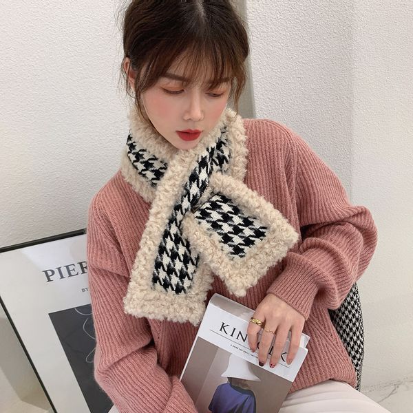 womens autumn and winter cross scarf japanese style fresh patch letters warm houndstooth all-matching short scarf no. 6, Blue;gray
womens autumn and winter cross scarf japanese style fresh patch letters warm houndstooth all-matching short scarf no. 6, Blue;gray