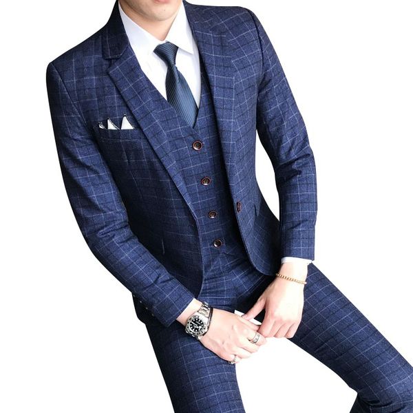 men's suits & blazers male formal three-piece suit, plaid fashion, wedding dress, jacket, vest and pants, p5yu, White;black
men's suits & blazers male formal three-piece suit, plaid fashion, wedding dress, jacket, vest and pants, p5yu, White;black