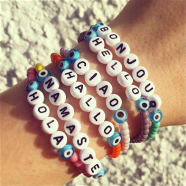 charm bracelets diy letter hello polymer clay bracelet for women boho handmade beads summer femme jewelry, Golden;silver
charm bracelets diy letter hello polymer clay bracelet for women boho handmade beads summer femme jewelry, Golden;silver