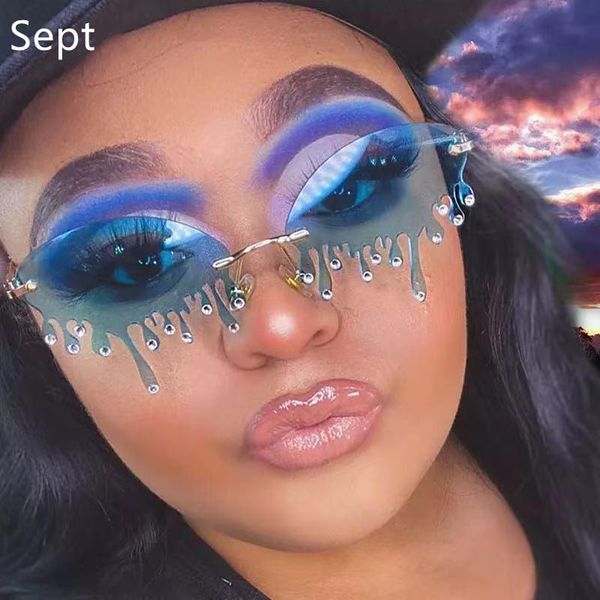sunglasses sept vintage unique tears shape steampunk fashion rimless women female shades uv400, White;black
sunglasses sept vintage unique tears shape steampunk fashion rimless women female shades uv400, White;black