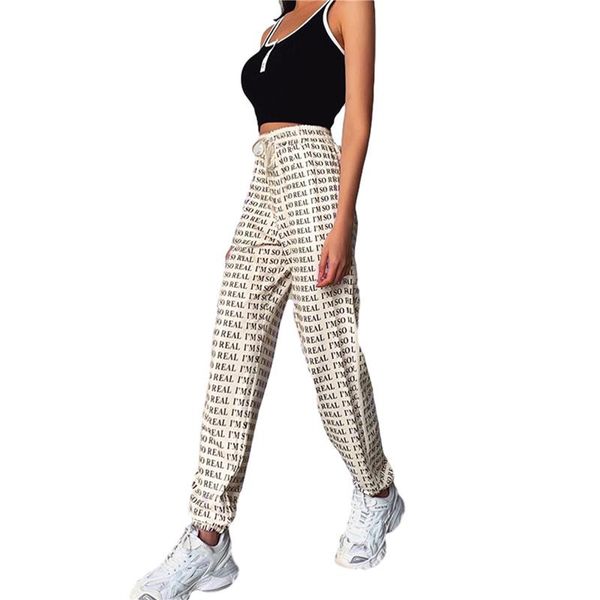 fashion letter print harajuku jogger sweatpants for women high waist drawstring baggy trousers streetwear elastic running pants, Black;white
fashion letter print harajuku jogger sweatpants for women high waist drawstring baggy trousers streetwear elastic running pants, Black;white