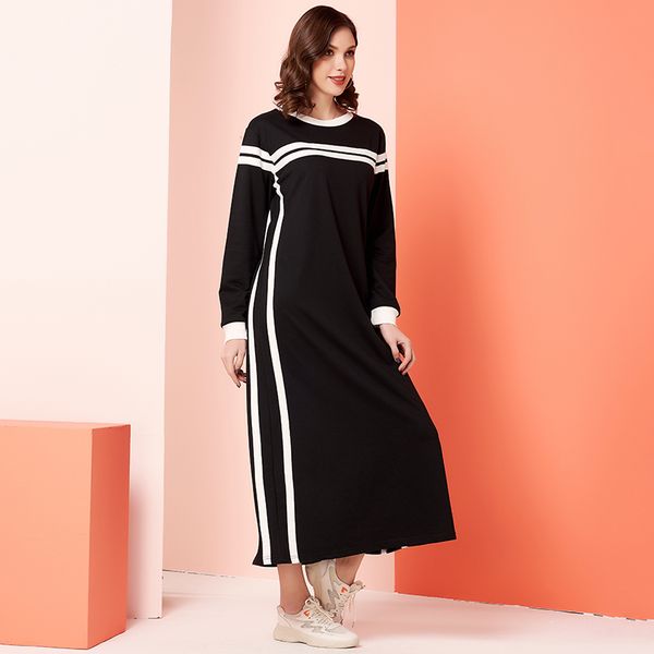 2021womens casual dress black white patchwork plus striped o neck long sleeve maxi dresses, Black;gray
2021womens casual dress black white patchwork plus striped o neck long sleeve maxi dresses, Black;gray