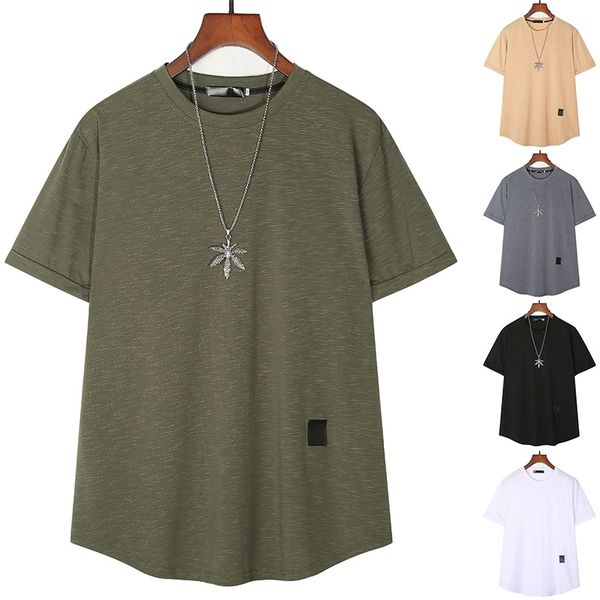 2021 summer solid color simple short sleeve t-shirt men's hem leather design round neck t-shirt, Black
2021 summer solid color simple short sleeve t-shirt men's hem leather design round neck t-shirt, Black