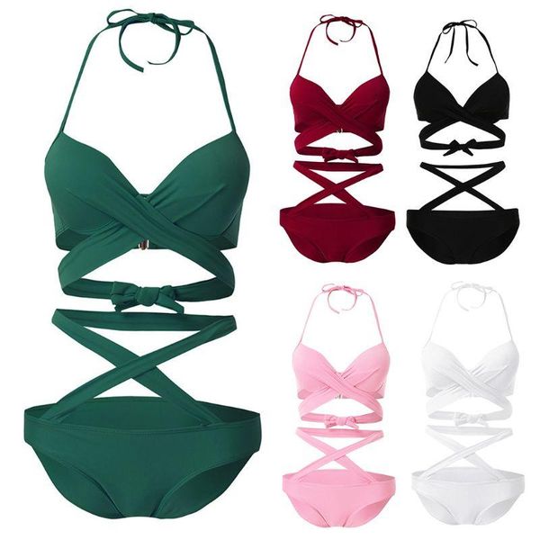 women brazilian bikini set halter v-neck criss cross strappy bandage swimsuit solid color cutout waist bathing suit beachwe two-piece s
women brazilian bikini set halter v-neck criss cross strappy bandage swimsuit solid color cutout waist bathing suit beachwe two-piece s