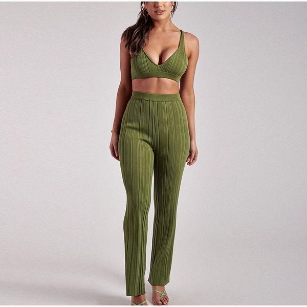 women's two piece pants fashion knitted 2 set women v-neck backless camis high waist flare sweatpants suits brown tracksuits, White
women's two piece pants fashion knitted 2 set women v-neck backless camis high waist flare sweatpants suits brown tracksuits, White
