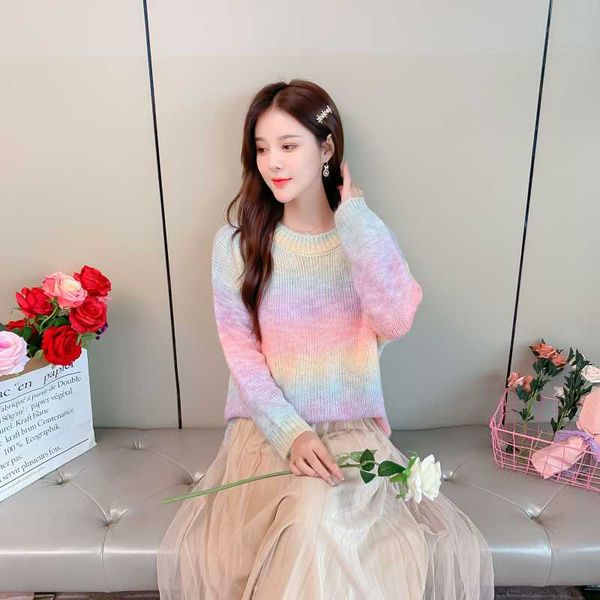 women's sweaters the autumn/winter 2021 is a relaxed version of lazy rainbow sweater, White;black
women's sweaters the autumn/winter 2021 is a relaxed version of lazy rainbow sweater, White;black