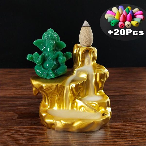 fragrance lamps golden backflow incense burner with ganesha statue buddha elephant god resin stick holder cone censer home decoration
fragrance lamps golden backflow incense burner with ganesha statue buddha elephant god resin stick holder cone censer home decoration