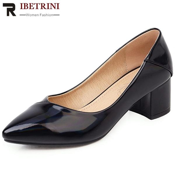 dress shoes ribetrini brand consise women pointed toe shallow slip on square heel solid pumps fashion handmade, Black
dress shoes ribetrini brand consise women pointed toe shallow slip on square heel solid pumps fashion handmade, Black