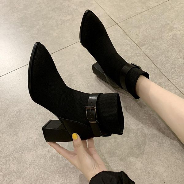 boots square high heels ankle female fad knitting leather autumn winter slip on buckle women shoes woman, Black
boots square high heels ankle female fad knitting leather autumn winter slip on buckle women shoes woman, Black