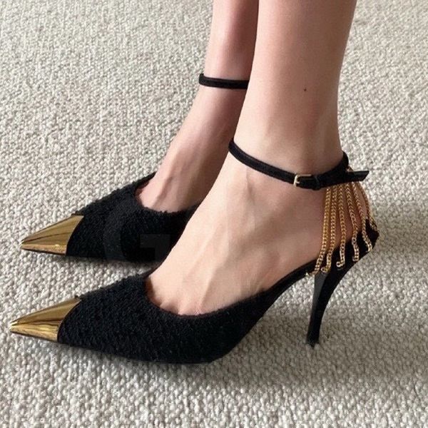 luxury elegant lady metal pointed toe tassels chain mid heel stiletto shoes pumps women shoes high heels evening dress wedding gladiator sti, Black
luxury elegant lady metal pointed toe tassels chain mid heel stiletto shoes pumps women shoes high heels evening dress wedding gladiator sti, Black