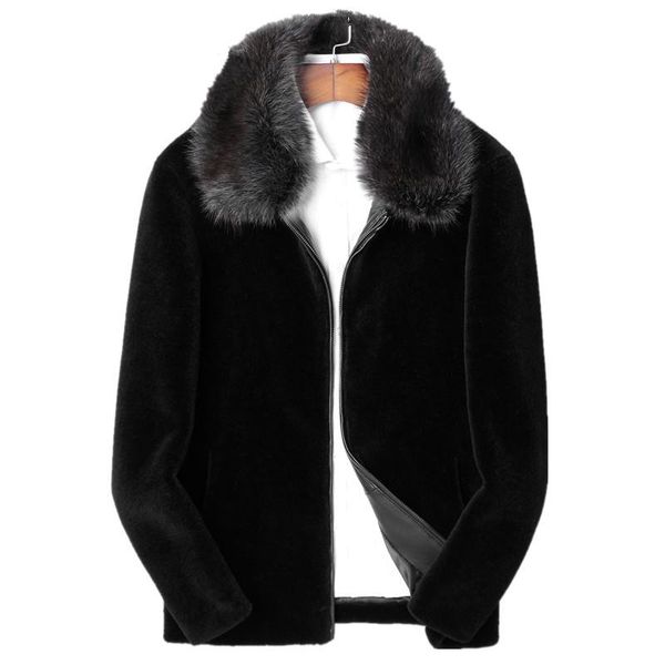 men's leather & faux real sheep shearling fur coat winter jacket men raccoon collar 100% wool coats plus size 4xl manteau lsy088305 my1, Black
men's leather & faux real sheep shearling fur coat winter jacket men raccoon collar 100% wool coats plus size 4xl manteau lsy088305 my1, Black