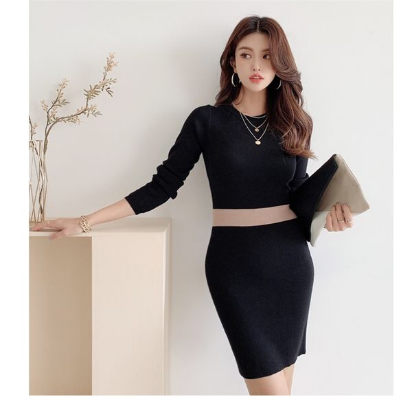 fall/winter korean round neck slim striped color block knitted hip dress office lady cotton knee-length 210603, Black;gray
fall/winter korean round neck slim striped color block knitted hip dress office lady cotton knee-length 210603, Black;gray