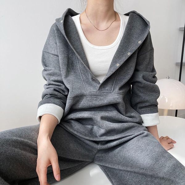 two piece set of sweater + trousers autumn and winter hooded port style casual sports suit for women women's pants, White
two piece set of sweater + trousers autumn and winter hooded port style casual sports suit for women women's pants, White