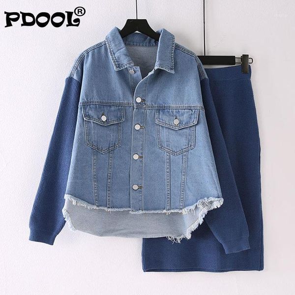 women denim patchwork jacket two piece sets knitting skirt casual single breasted knitted sleeve coat sweater dress, White
women denim patchwork jacket two piece sets knitting skirt casual single breasted knitted sleeve coat sweater dress, White