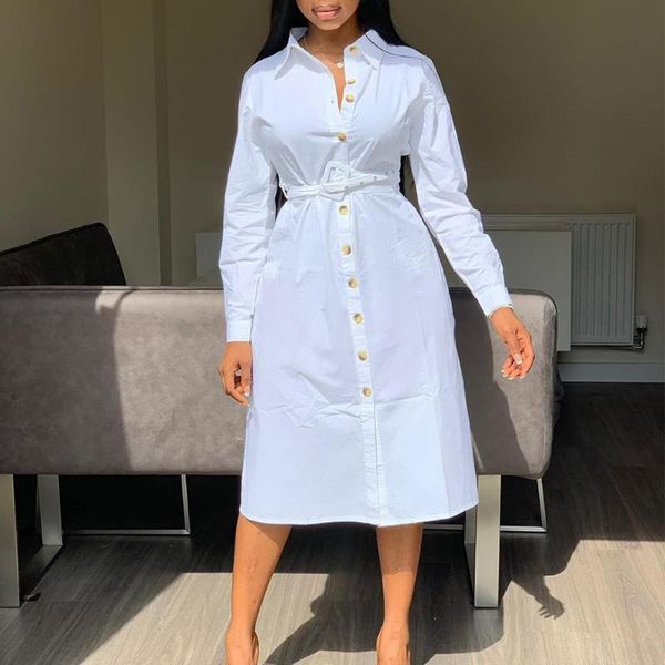white shirt dress women autumn casual plus size long sleeve button solid office elegant slim party with belt dresses, Black;gray
white shirt dress women autumn casual plus size long sleeve button solid office elegant slim party with belt dresses, Black;gray
