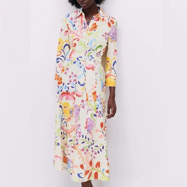 women za summer print shirts dress 3/4 sleeve floral sashes bow tie female elegant street a-line dresses clothes vestidos 210513, Black;gray
women za summer print shirts dress 3/4 sleeve floral sashes bow tie female elegant street a-line dresses clothes vestidos 210513, Black;gray