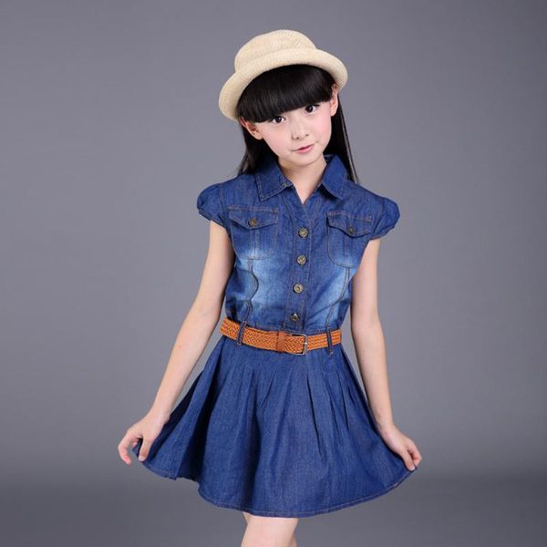 girl's dresses summer dress girl casual with belt solid short-sleeved denim children clothes 8 10 12 14 years, Red;yellow
girl's dresses summer dress girl casual with belt solid short-sleeved denim children clothes 8 10 12 14 years, Red;yellow