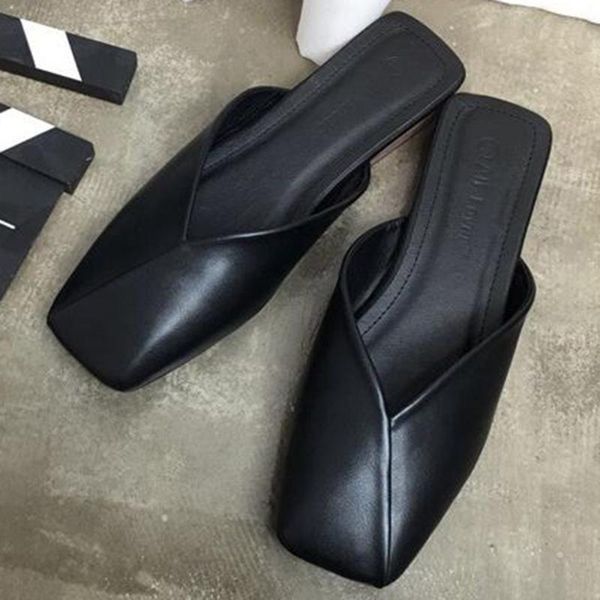 fashion faux leather slippers female flat soft bottom lazy half drag square head women summer shoes for zy396, Black
fashion faux leather slippers female flat soft bottom lazy half drag square head women summer shoes for zy396, Black