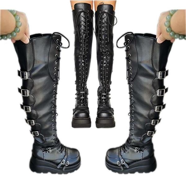 boots wind high heeled belt buckle knee thick heel waterproof platform fashion women's large, Black
boots wind high heeled belt buckle knee thick heel waterproof platform fashion women's large, Black
