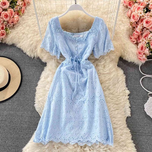summer vintage blue/white/beige hollow out mini dress women elegant short sleeve high waist drawstring a-line vestidos 210426, Black;gray
summer vintage blue/white/beige hollow out mini dress women elegant short sleeve high waist drawstring a-line vestidos 210426, Black;gray