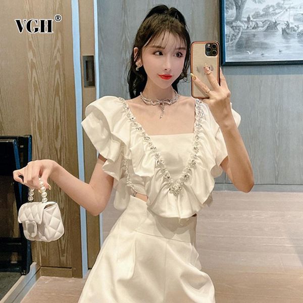 women's blouses & shirts vgh ruffle patchwork shirt for women square collar short sleeve diamond white elegant blouse female fashion cl
women's blouses & shirts vgh ruffle patchwork shirt for women square collar short sleeve diamond white elegant blouse female fashion cl