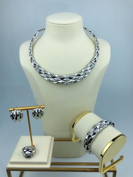 earrings & necklace jewelry set fashion bracelet ladies party big se a0021, Silver 
earrings & necklace jewelry set fashion bracelet ladies party big se a0021, Silver