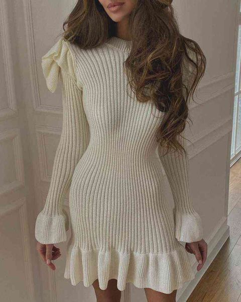 elegant women's knitted dresses 2021 autumn winter new o neck long sleeve plain ruffles sweater dress, Black;gray
elegant women's knitted dresses 2021 autumn winter new o neck long sleeve plain ruffles sweater dress, Black;gray