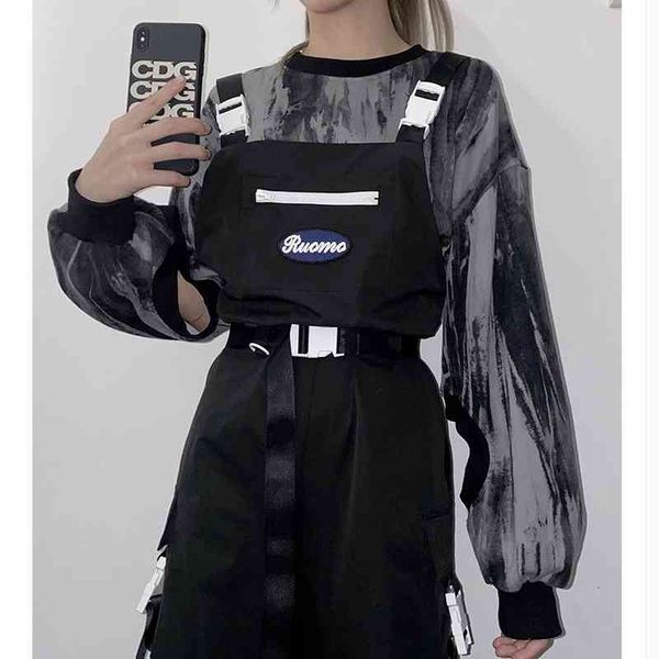 women's pants & capris gothic techwear overalls cargo women harajuku hip hop streetwear oversize black high waist trousers female, Black;white
women's pants & capris gothic techwear overalls cargo women harajuku hip hop streetwear oversize black high waist trousers female, Black;white
