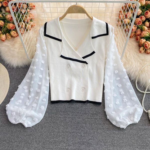 women's knits & tees yizzhoy spring autumn version of bubble mesh long sleeve stitched sweater temperament slim suit collar short top, White
women's knits & tees yizzhoy spring autumn version of bubble mesh long sleeve stitched sweater temperament slim suit collar short top, White