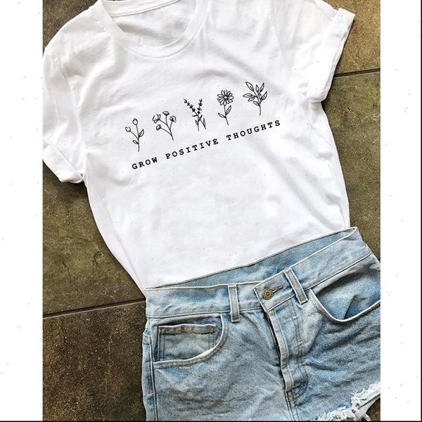 women grow positive thoughts t shirt vintage floral print tshirt summer inspired slogan graphic boho tee mental health, White
women grow positive thoughts t shirt vintage floral print tshirt summer inspired slogan graphic boho tee mental health, White