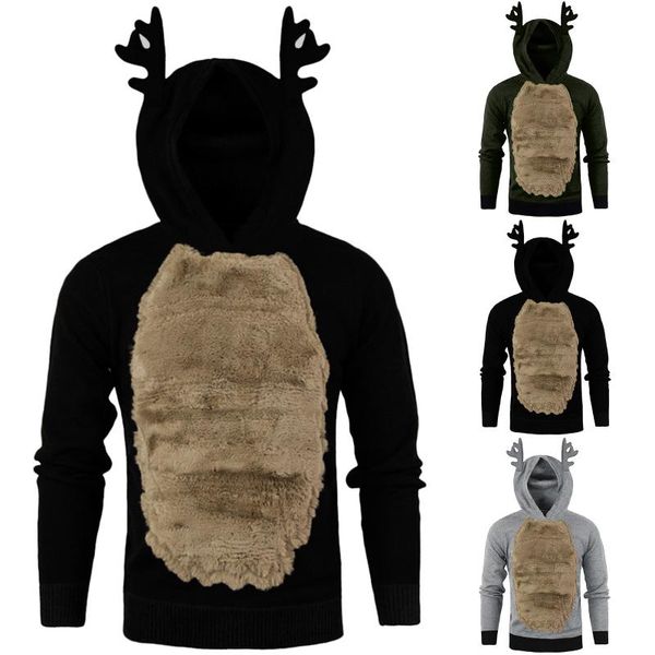men's hoodies & sweatshirts 2021 fleece christmas sweater cosplay antlers hooded pullover costume male elk hoody sweatshirt, Black
men's hoodies & sweatshirts 2021 fleece christmas sweater cosplay antlers hooded pullover costume male elk hoody sweatshirt, Black