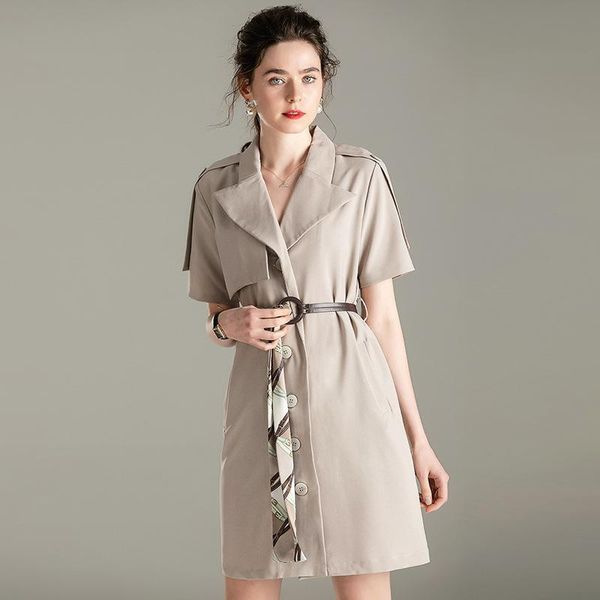 women's trench coats d905708 short-sleeve dress 2021 spring model fashion business suit collar lace-up single-breasted slim feng yi qun, Tan;black
women's trench coats d905708 short-sleeve dress 2021 spring model fashion business suit collar lace-up single-breasted slim feng yi qun, Tan;black