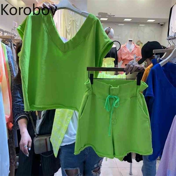 korobov summer casual solid women two piece sets vintage v neck short sleeve crop and high waist shorts 2a480 210430, White
korobov summer casual solid women two piece sets vintage v neck short sleeve crop and high waist shorts 2a480 210430, White