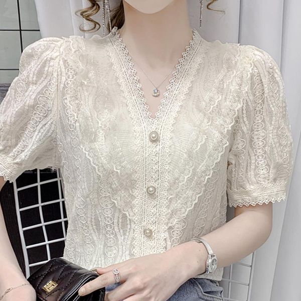 women's blouses & shirts summer short sleeve blouse women ruffles v-neck lace shirt blusas mujer de moda 2021 femme f43, White
women's blouses & shirts summer short sleeve blouse women ruffles v-neck lace shirt blusas mujer de moda 2021 femme f43, White