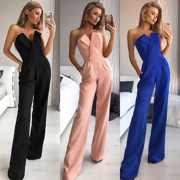 women casual jumpsuit pants solid color v-neck sleeveless one-piece bodysuit with pockets lady bandeau formal women's jumpsuits & rompe, Black;white
women casual jumpsuit pants solid color v-neck sleeveless one-piece bodysuit with pockets lady bandeau formal women's jumpsuits & rompe, Black;white