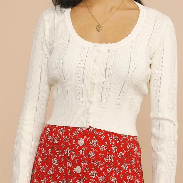 women's knits & tees women white black sweater hollow out o-neck long sleeve vintage female short type knit cardigan 2021 spring
women's knits & tees women white black sweater hollow out o-neck long sleeve vintage female short type knit cardigan 2021 spring