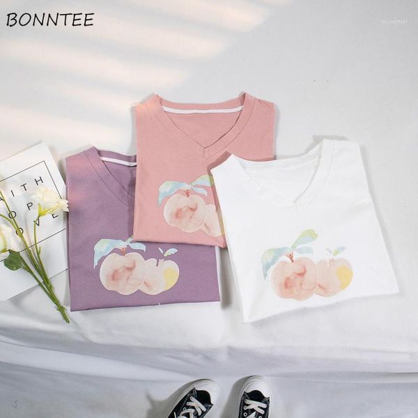 women's t-shirt t-shirts women loose short sleeve v-neck summer students leisure all-match female kawaii stylish daily chic cartoon, White 
women's t-shirt t-shirts women loose short sleeve v-neck summer students leisure all-match female kawaii stylish daily chic cartoon, White