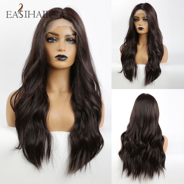 long wavy dark brown lace front wigs for women lace frontal synthetic wig high density heat resistant natural hair, Black
long wavy dark brown lace front wigs for women lace frontal synthetic wig high density heat resistant natural hair, Black
